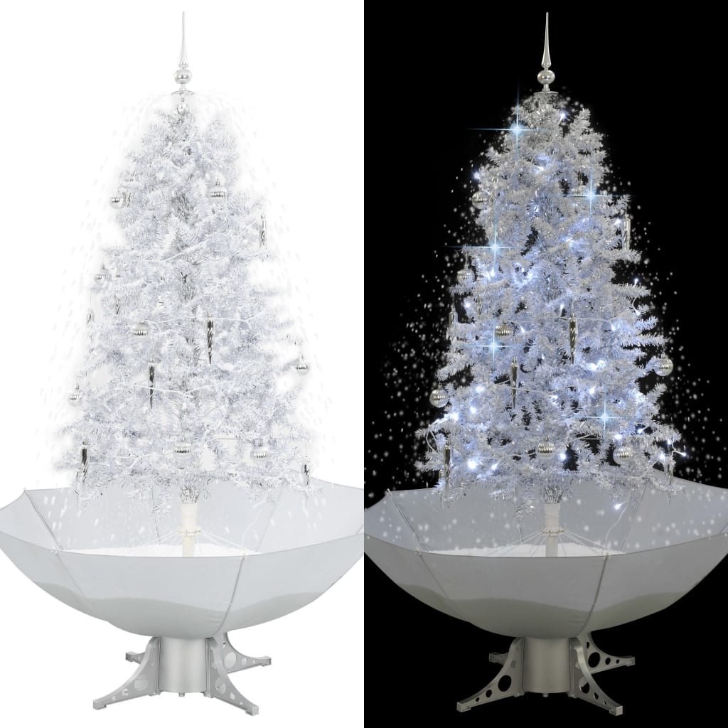 vidaXL Albero di Natale con Neve e Base a Ombrellone Bianco 170 cm