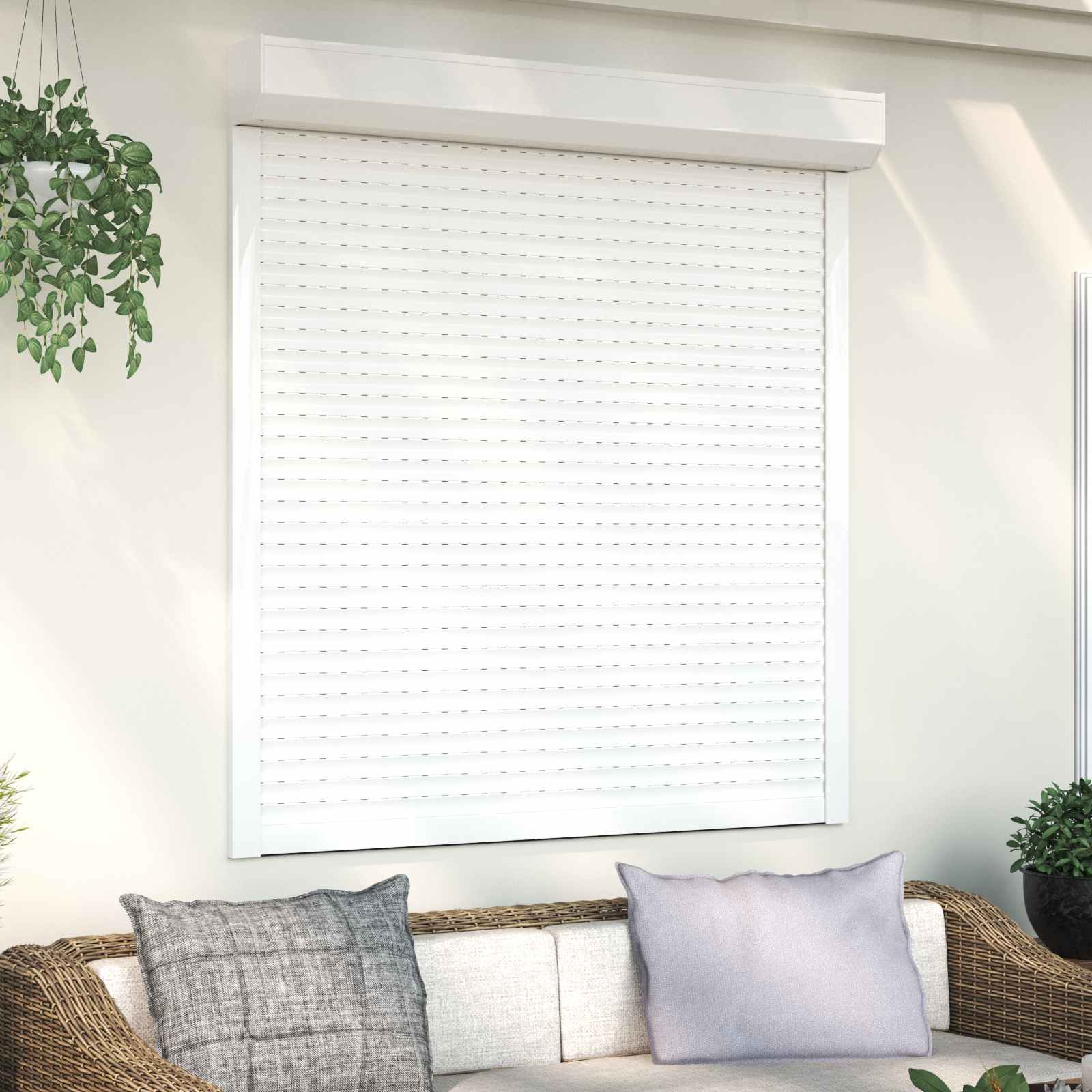 vidaXL Obturator rulant Manual Alb 130 x 140 cm Aluminiu și Poliuretan
