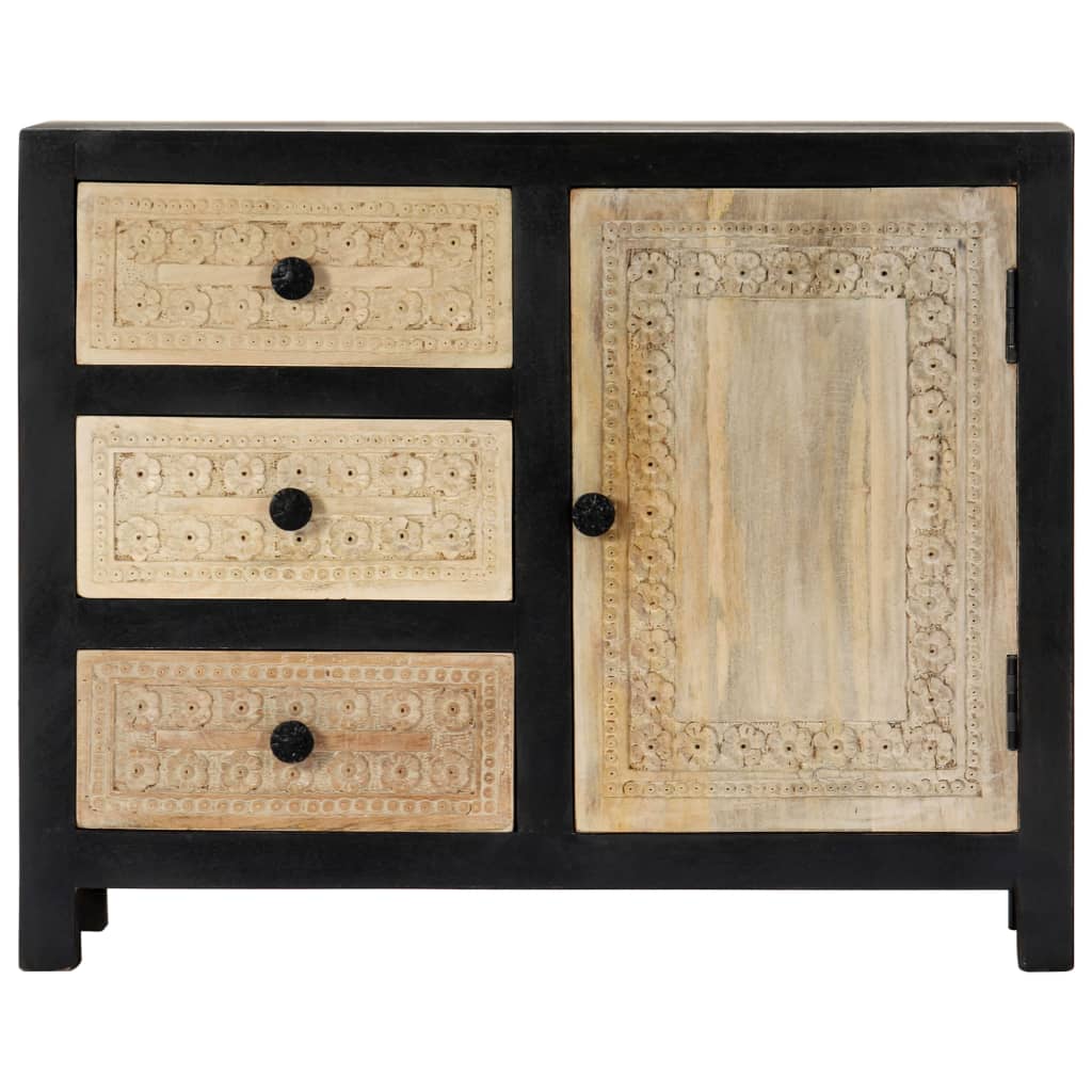 Side Cabinet Sideboard Living Room Furniture Hand Carved Solid Wood Mango vidaXL - Picture 7 of 23