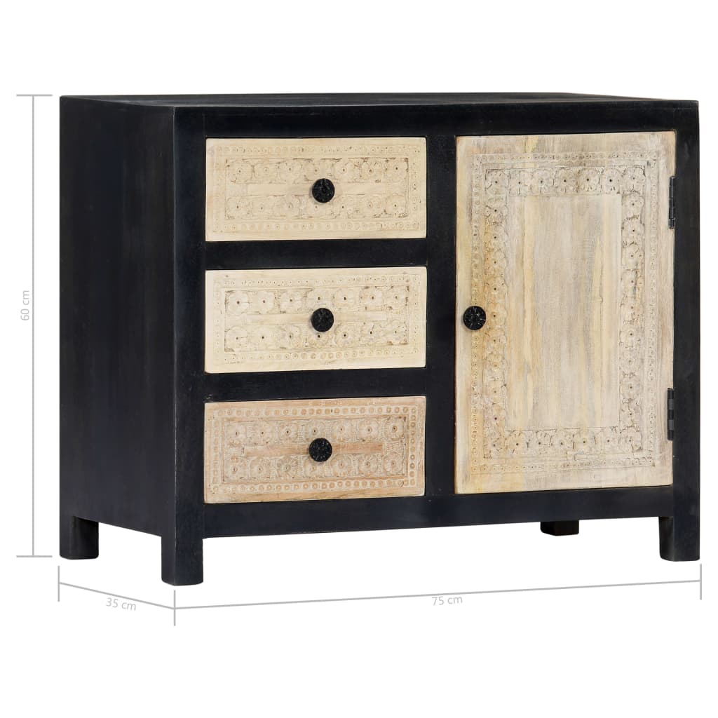 Side Cabinet Sideboard Living Room Furniture Hand Carved Solid Wood Mango vidaXL - Picture 5 of 23