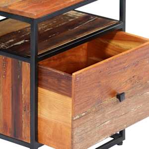 Noční stolek 40 x 30 x 50 cm masivní recyklované dřevo a ocel - obrázek 5
