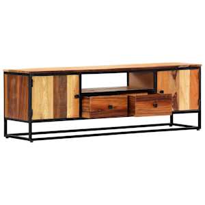 TV stolek 120 x 30 x 40 cm masivní recyklované dřevo a ocel - obrázek 13
