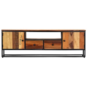 TV stolek 120 x 30 x 40 cm masivní recyklované dřevo a ocel - obrázek 3