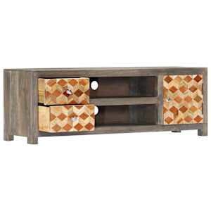 TV stolek šedý 120 x 30 x 40 cm masivní mangovníkové dřevo - obrázek 2
