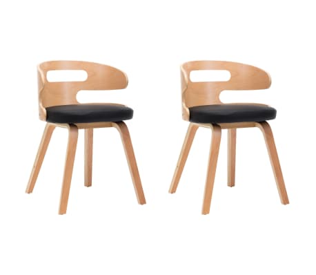 vidaXL Chaises de salle à manger 2 pcs Noir Bois courbé et similicuir vidaXL Chaises de salle à manger 2 pcs Noir Bois courbé et similicuir