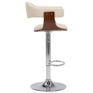 Barski stolčki 2 kosa krem ukrivljen les in umetno usnje - slika 5