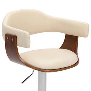 Barski stolčki 2 kosa krem ukrivljen les in umetno usnje - slika 6