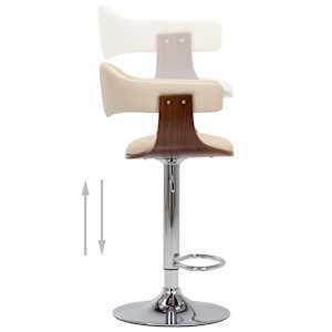 Barski stolčki 2 kosa krem ukrivljen les in umetno usnje - slika 8