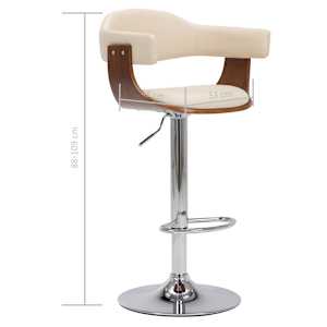 Barski stolčki 2 kosa krem ukrivljen les in umetno usnje - slika 9