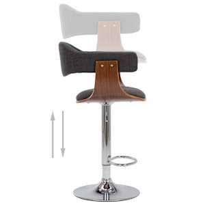 Barski stolčki 2 kosa siv ukrivljen les in blago - slika 8