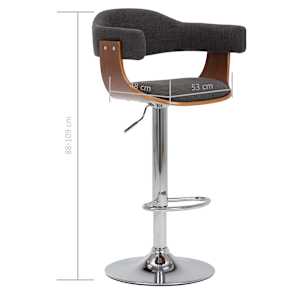 Barski stolčki 2 kosa siv ukrivljen les in blago - slika 9