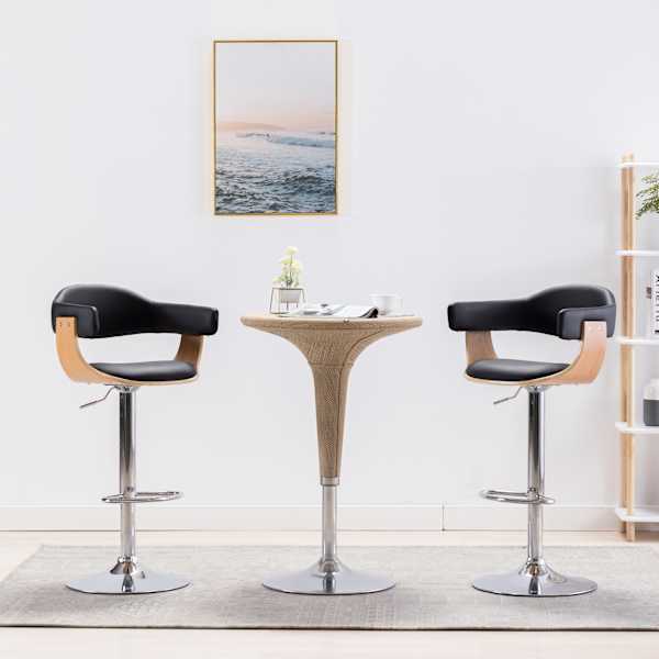 vidaXL baaritoolid 2 tk, must, painutatud puit ja kunstnahk