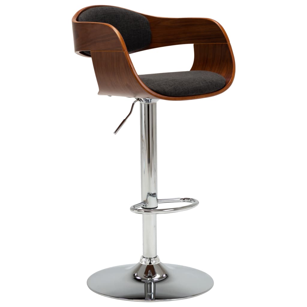 Barová židle šedá ohýbané dřevo a textil
