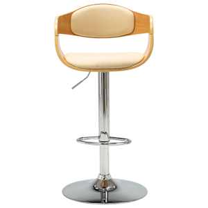 Barski stolček krem ukrivljen les in umetno usnje - slika 2