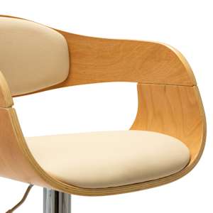 Barski stolček krem ukrivljen les in umetno usnje - slika 6