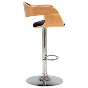 Barski stolček črn ukrivljen les in umetno usnje - slika 4