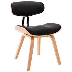 vidaXL Jed&aacute;lensk&eacute; stoličky 2 ks čierne oh&yacute;ban&eacute; drevo a umel&aacute; koža