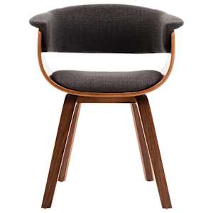 Jedilni stol siv ukrivljen les in blago - slika 2