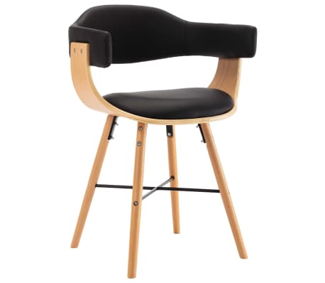 vidaXL Krzesła jadalniane, 2 szt., czarne, ekosk&oacute;ra i gięte drewno