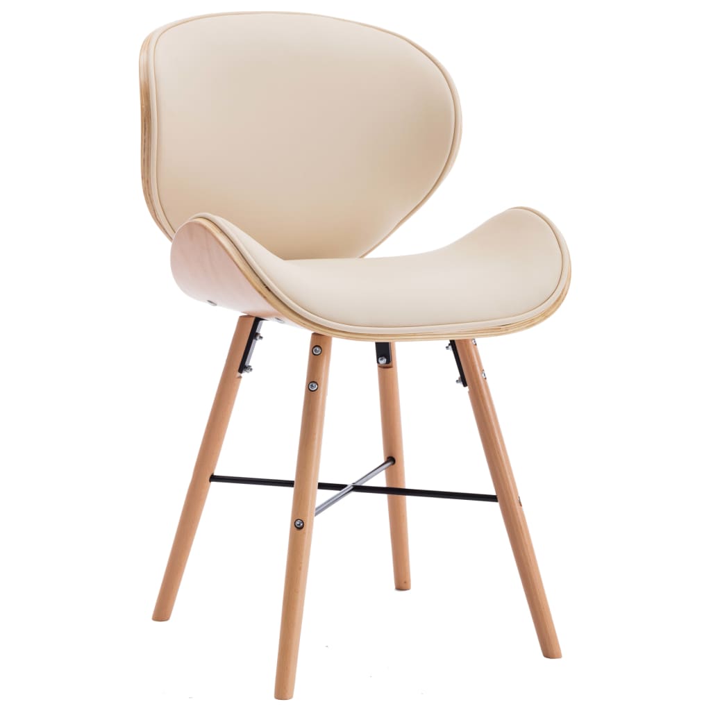 

vidaXL Eetkamerstoelen 2 st kunstleer en gebogen hout crème
