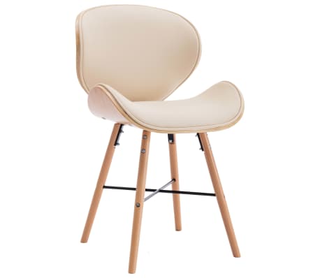 vidaXL Esszimmerst&uuml;hle 2 Stk. Cremewei&szlig; Kunstleder und Bugholz