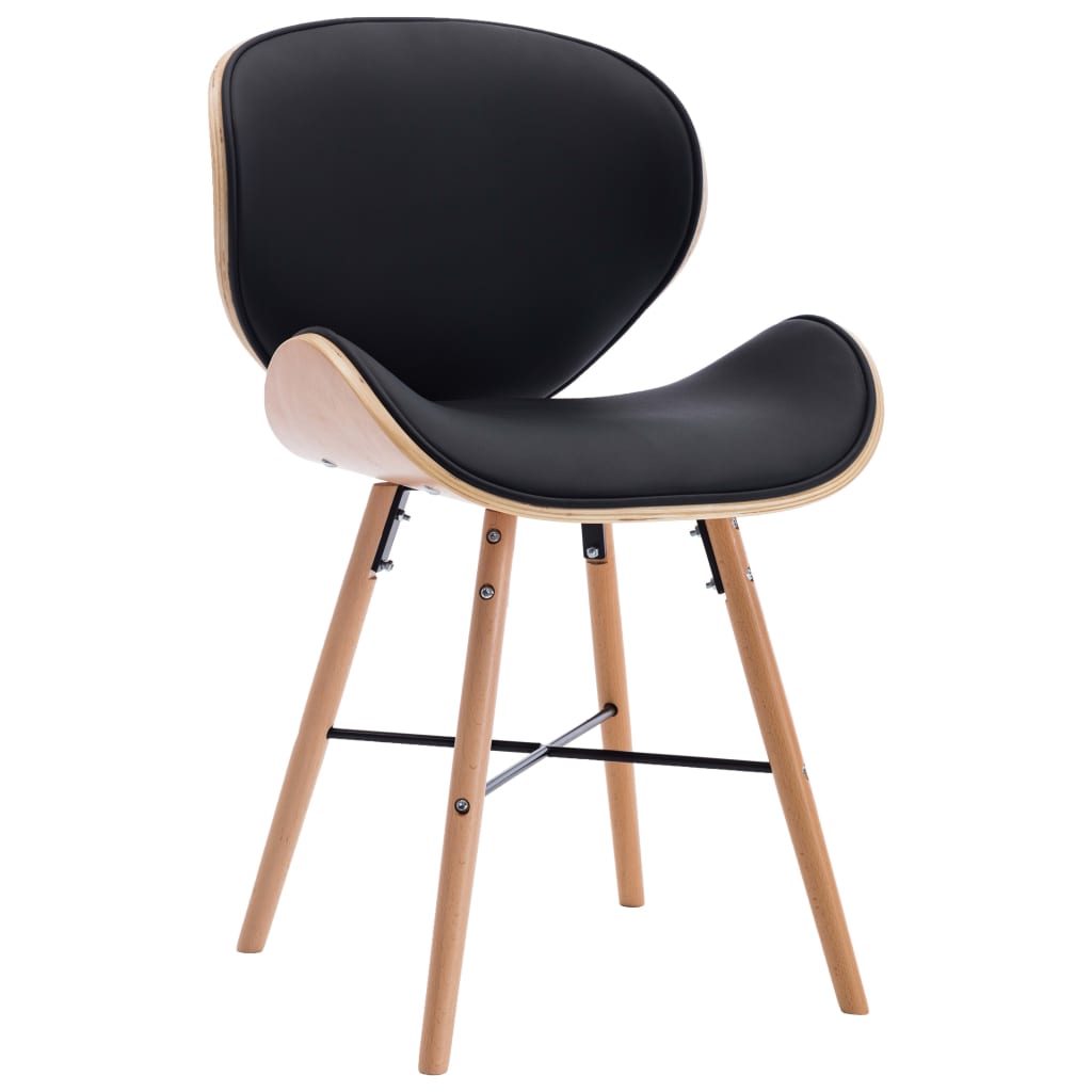 

vidaXL Eetkamerstoelen 2 st kunstleer en gebogen hout zwart