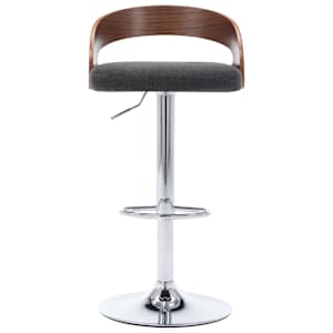 Barski stolčki 2 kosa temno sivo blago in ukrivljen les - slika 4