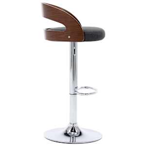 Barski stolčki 2 kosa temno sivo blago in ukrivljen les - slika 5