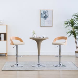 vidaXL baaritoolid 2 tk, kreemjasvalge, kunstnahk ja painutatud puit