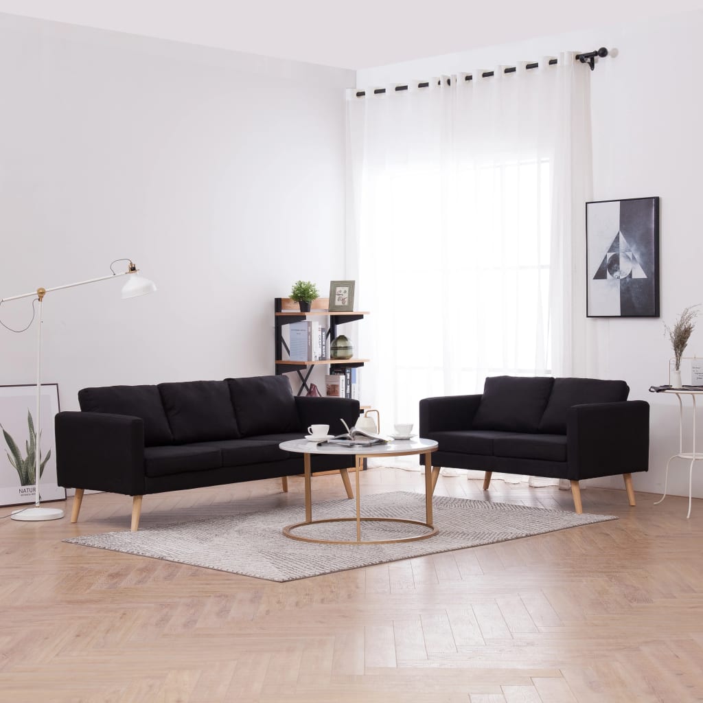 divdaļīgs dīvānu komplekts, melns audums | Stepinfit.lv