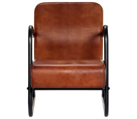 vidaXL Poilsio krėslas, ruda, tikra oda