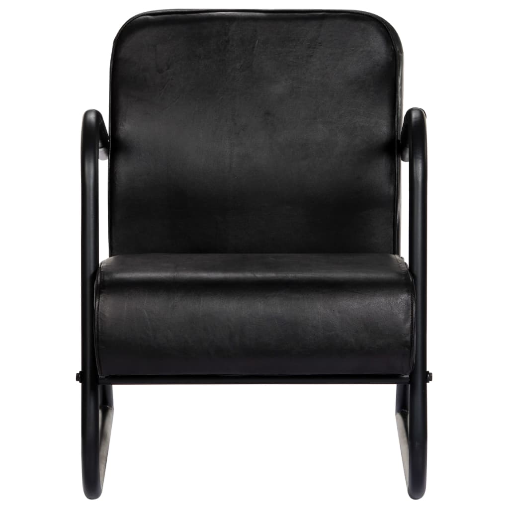 vidaXL Poilsio krėslas, juoda, tikra oda