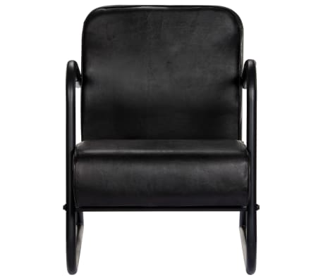 vidaXL Fauteuil de repos Noir Cuir véritable