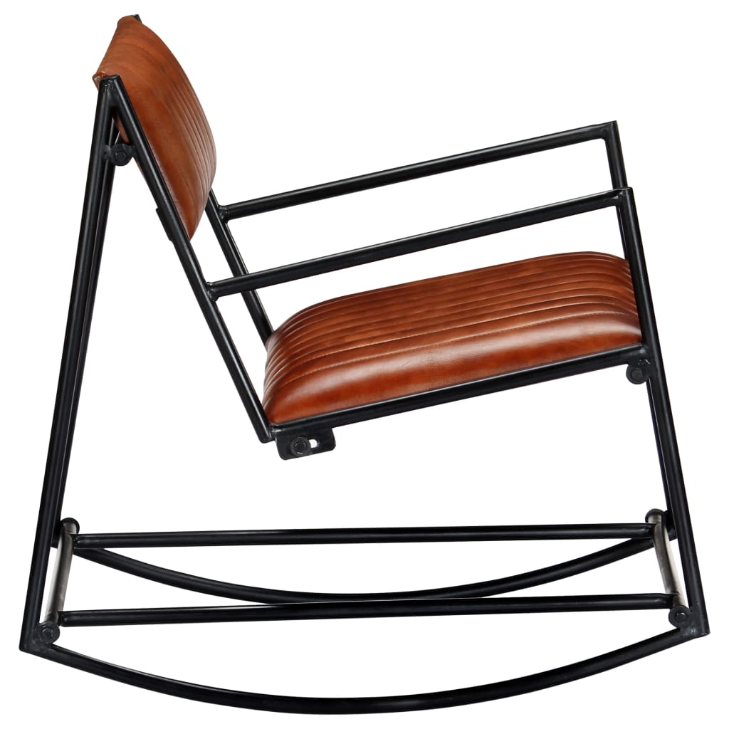 282903 Rocking Chair Brown Real Leather 