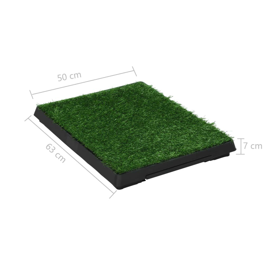  Domáca toaleta pre psy 2 ks s podnosom a umelou trávou zelená 63x50x7 cm