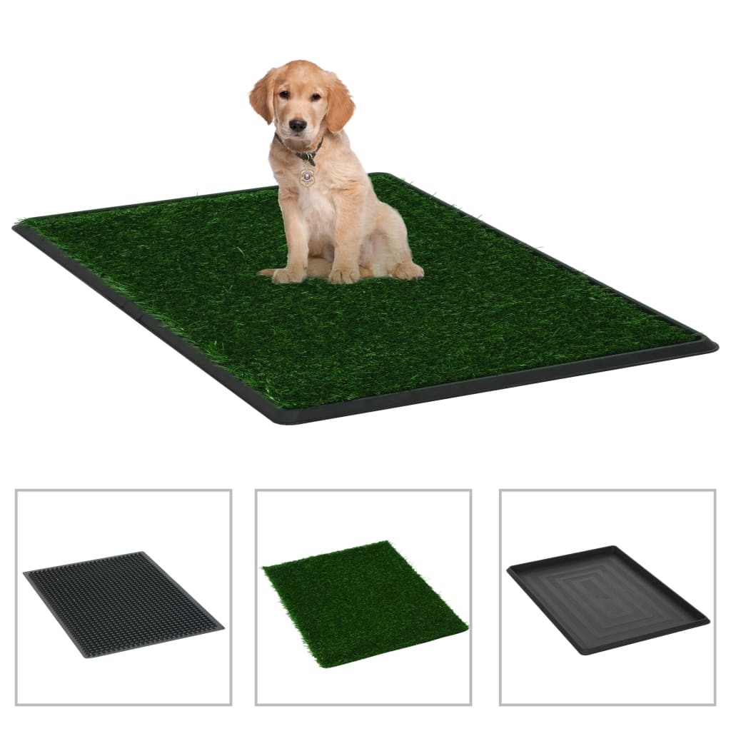 Toaleta pro psy 2 ks s nádobou a umělou trávou zelené 76x51x3cm