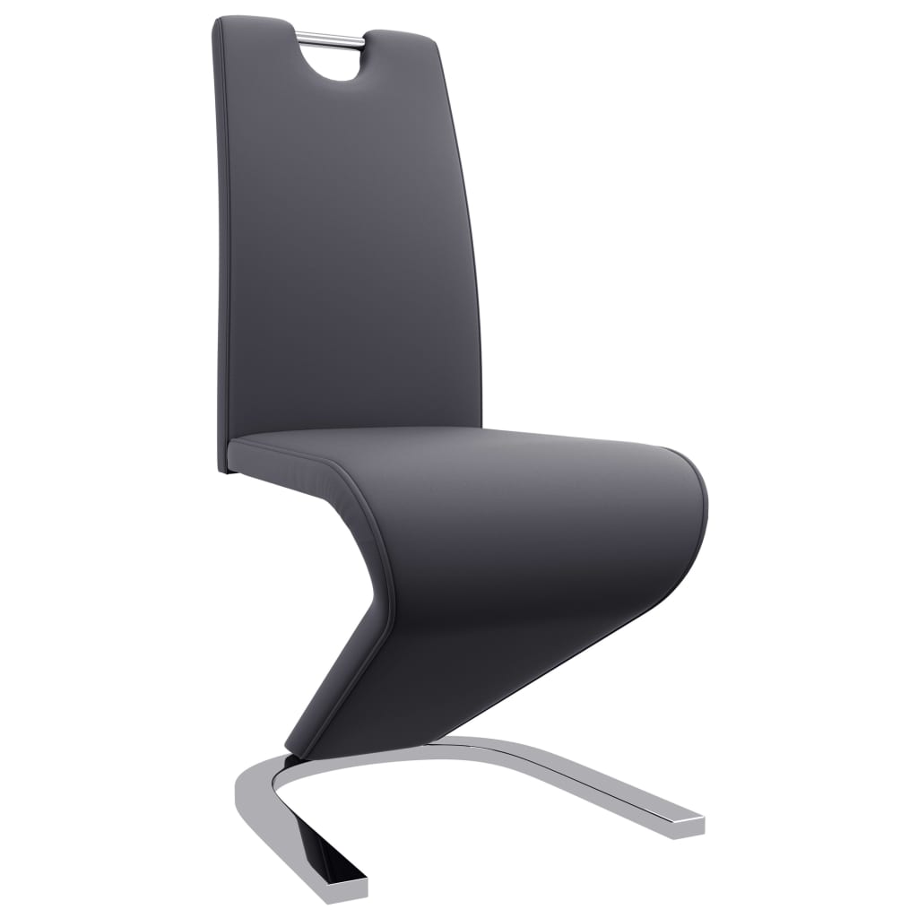 vidaXL virtuves krēsli ar zigzaga formu, 2 gab., pelēka mākslīgā āda