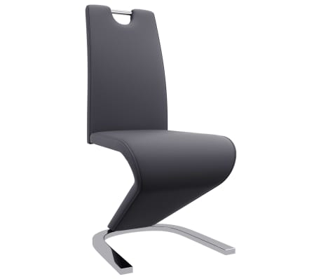 vidaXL virtuves krēsli ar zigzaga formu, 2 gab., pelēka mākslīgā āda