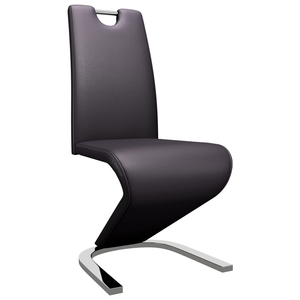 vidaXL Трапезни столове със зигзаг форма 2 бр кафяви изкуствена кожа