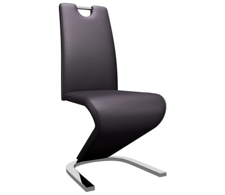 vidaXL Трапезни столове със зигзаг форма 2 бр кафяви изкуствена кожа