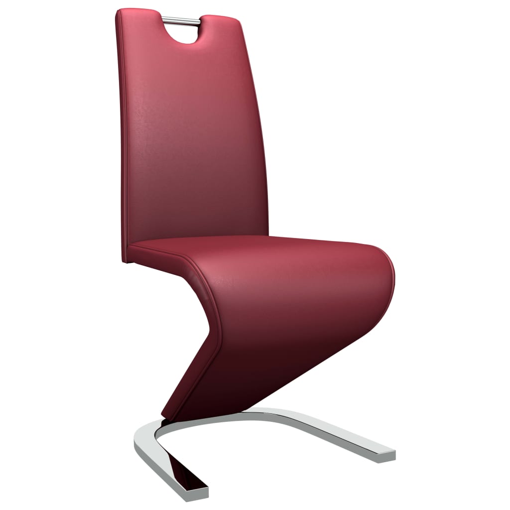 vidaXL Krzesła o zygzakowatej formie, 2 szt., wino, sztuczna skóra