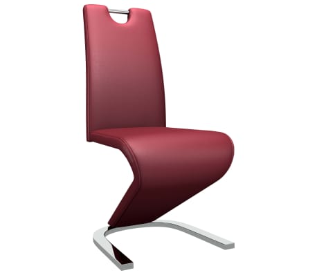 vidaXL Jedilni stoli cikcak oblike 2 kosa vinsko rdeče umetno usnje