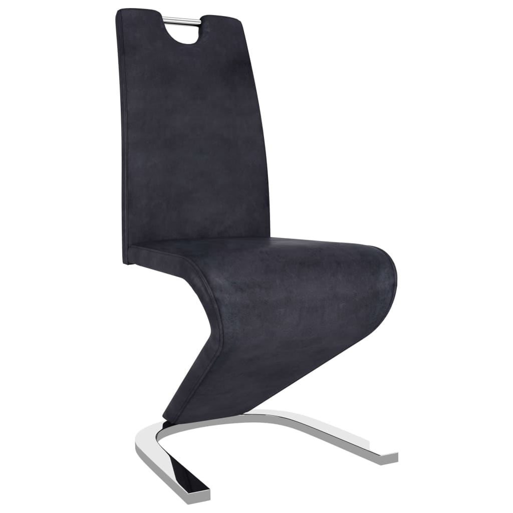 vidaXL Jedilni stoli cikcak oblike 2 kosa sivo umetno semiš usnje