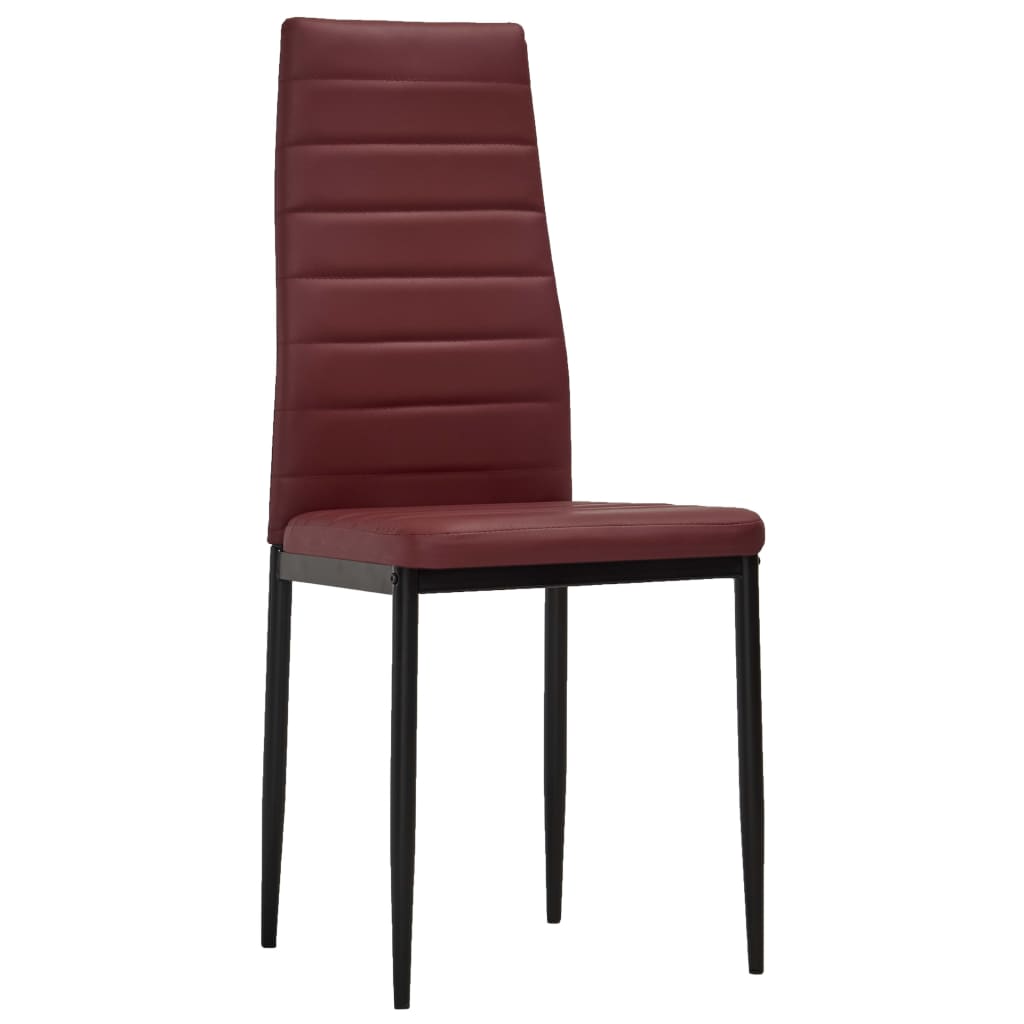 vidaXL Valgomojo kėdės, 4vnt., raudono vyno sp., dirbtinė oda