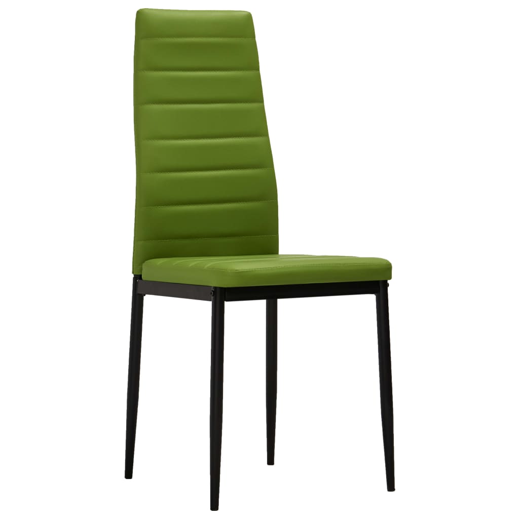 vidaXL Valgomojo kėdės, 2 vnt., laimo žalios spalvos, dirbtinė oda