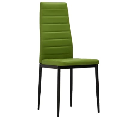 vidaXL Valgomojo kėdės, 4vnt., gelsvai žalios, dirbtinė oda