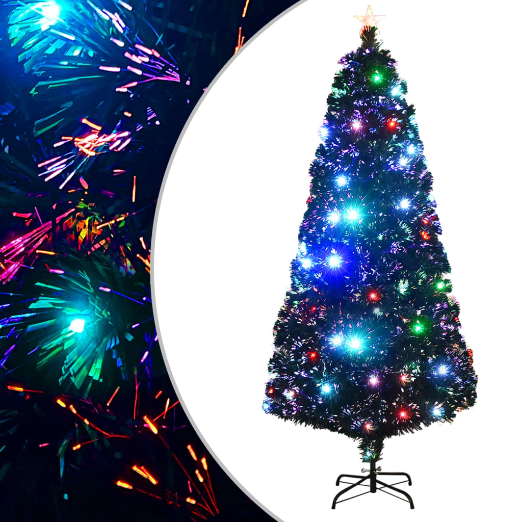 vidaXL juletræ med juletræsfod og lys 180 cm fiberoptisk