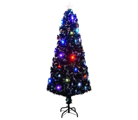 vidaXL Προεγκατεστημένο χριστουγεννιάτικο δέντρο με βάση και LED / Οπτικές Ίνες 240 εκ.