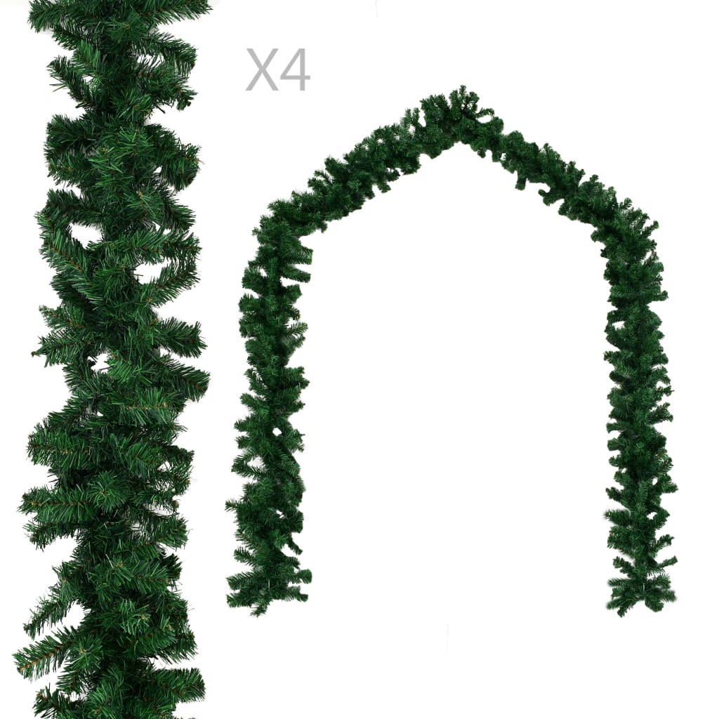 vidaXL Ghirlande de Crăciun, 4 buc., verde, 270 cm, PVC vidaXL