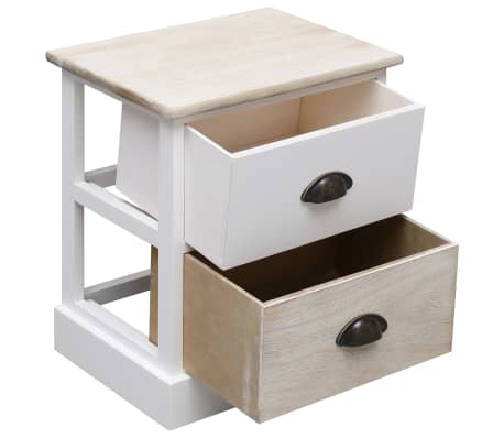 vidaXL Nattbord hvit og naturlig 38x28x45 cm keisertre